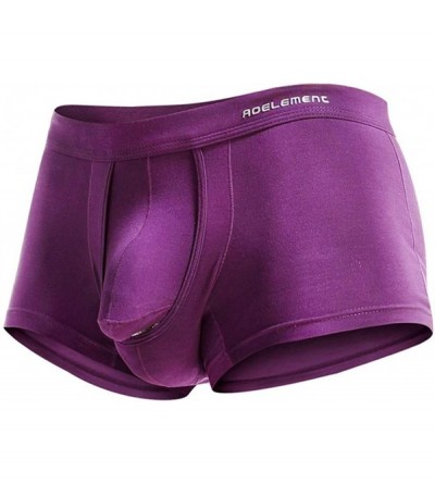 Briefs Men's Jockstrap Athletic Stretch Briefs Thong Underwear Pouch Underwear Panties Ultra Soft Trunks - Purple - CY18AGUAH...