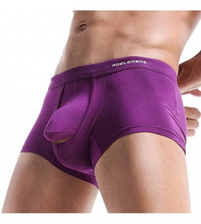 Briefs Men's Jockstrap Athletic Stretch Briefs Thong Underwear Pouch Underwear Panties Ultra Soft Trunks - Purple - CY18AGUAH...