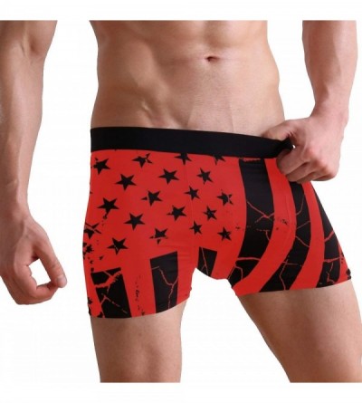 Boxer Briefs Mens Boxer Briefs Underwear Breathable Pouch Soft Underwear - Shark Usa Flag Crack - CH1927U8Z34 $13.18