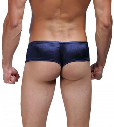 Boxer Briefs Men's Cap Cover Bulge Pouch Hipster Boxer Trunks Bikini Briefs Cheeky Underwear - Navy Blue - C0184XH52UK $13.37