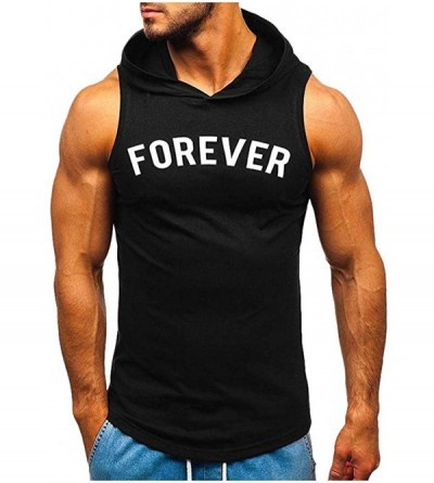 Sleep Tops Men's Workout Hooded Tank Tops Bodybuilding Muscle Cut Off T Shirt Sleeveless Gym Hoodies - Black D - C2194EAR53Q ...
