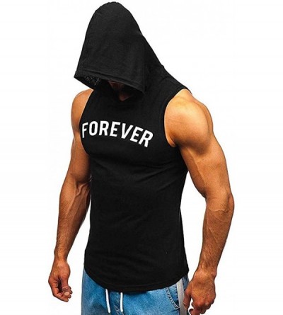 Sleep Tops Men's Workout Hooded Tank Tops Bodybuilding Muscle Cut Off T Shirt Sleeveless Gym Hoodies - Black D - C2194EAR53Q ...