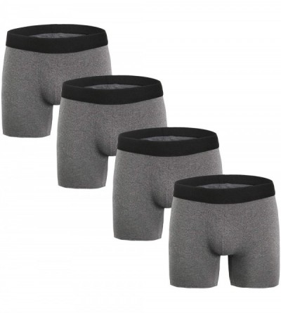 Boxer Briefs Men's Hip Trunks Underwear Cotton Stretch Boxer Briefs - Grey 4pack - CP18I444HKR $15.95