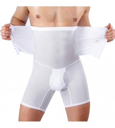 Boxer Briefs Mens High Waist Compression Shapewear Slimming Body Shaper Tummy Control Shorts Briefs Underwear - White1-hooks ...