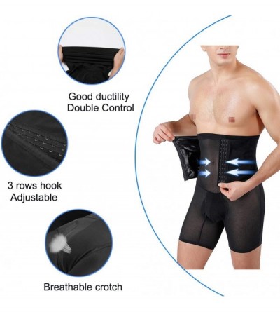 Boxer Briefs Mens High Waist Compression Shapewear Slimming Body Shaper Tummy Control Shorts Briefs Underwear - White1-hooks ...