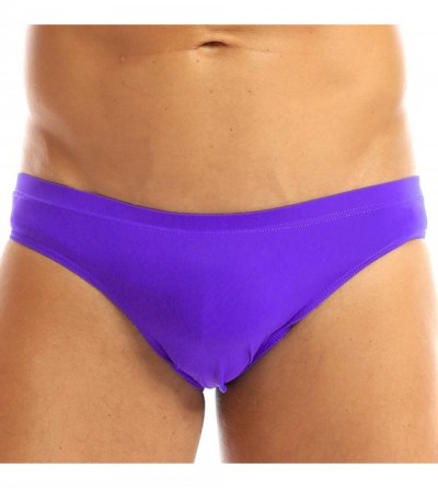 Briefs Men's Breathe Smooth Ice Silk Bikini G-String Thongs Underwear Swimwear - Purple - CU18G2Q22H6 $28.05