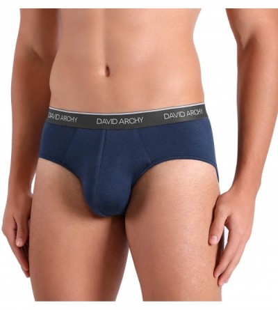Briefs Men's Underwear Bamboo Rayon Breathable Ultra Soft Comfort Lightweight Pouch Briefs in 4 Pack - Navy Blue-no Fly - CO1...