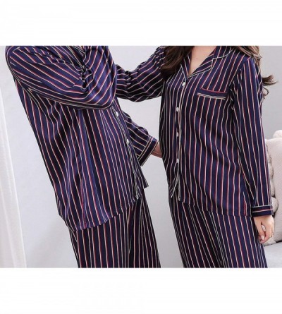 Sleep Sets Men Pyjamas Striped Sleepwear Sets Male Leisure Long Sleeved Comfortable Home Clothing - Blue - C718AQ68L3A $38.74