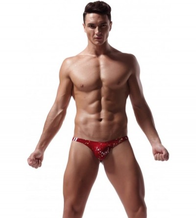 G-Strings & Thongs Men's Underwear Printed Cotton Low-Rise T-Thongs - Red - CH18AU8UHMK $13.22