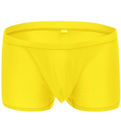 Bikinis Mens Ultra Thin Soft Low Rise Briefs Breathable Ice Silk Triangle Bikini Brief Sport Pouch Underwear - 01yellow - C11...