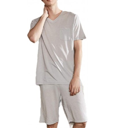 Sleep Sets Men Summer Short-Sleeve Cotton Lounge Sleepwears Shorts-&-Shirt Striped Pajama Sets - 1 - CP19E7EMKNO $33.60