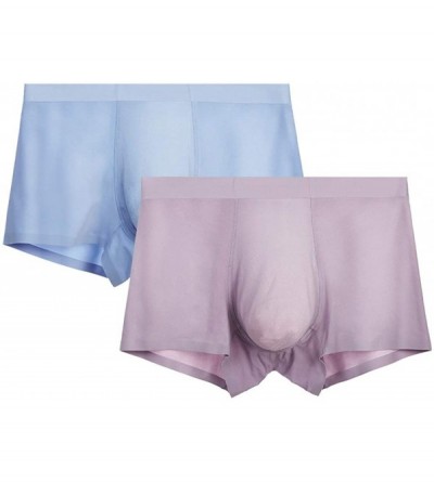 Boxer Briefs Men's Underwear Ice Silk Quick Dry Comfortable and Seamless Boxer Briefs - Blue/Purple(2pack) - CX18WSQTLSN $34.14
