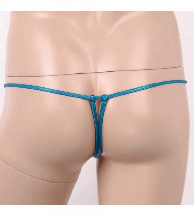 G-Strings & Thongs Mens Lingerie Low Rise Front Hole Bulge Pouch G-String Thong Bikini Briefs Underwear - Lake Blue - CG198S0...