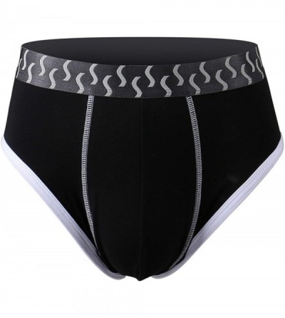 G-Strings & Thongs Men's Comfort Premium Cotton Briefs Solid Color Big and Tall - Black - CZ1922X5QDW $14.72