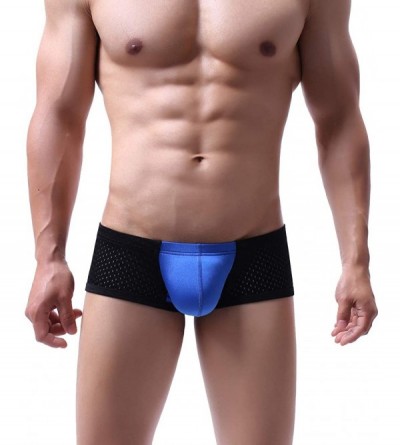 Boxers Men's Mini Boxers Underwear Swimsuit Sexy Bulge Supporters Mesh Breathable Bikinis Swimwear Low Rise Undershorts - Blu...