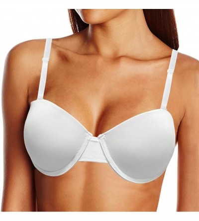 Bras Women's Strapless Push Up Bra Underwire Padded Convertible Bras with Clear Straps - White - C81883R7I6I $9.94