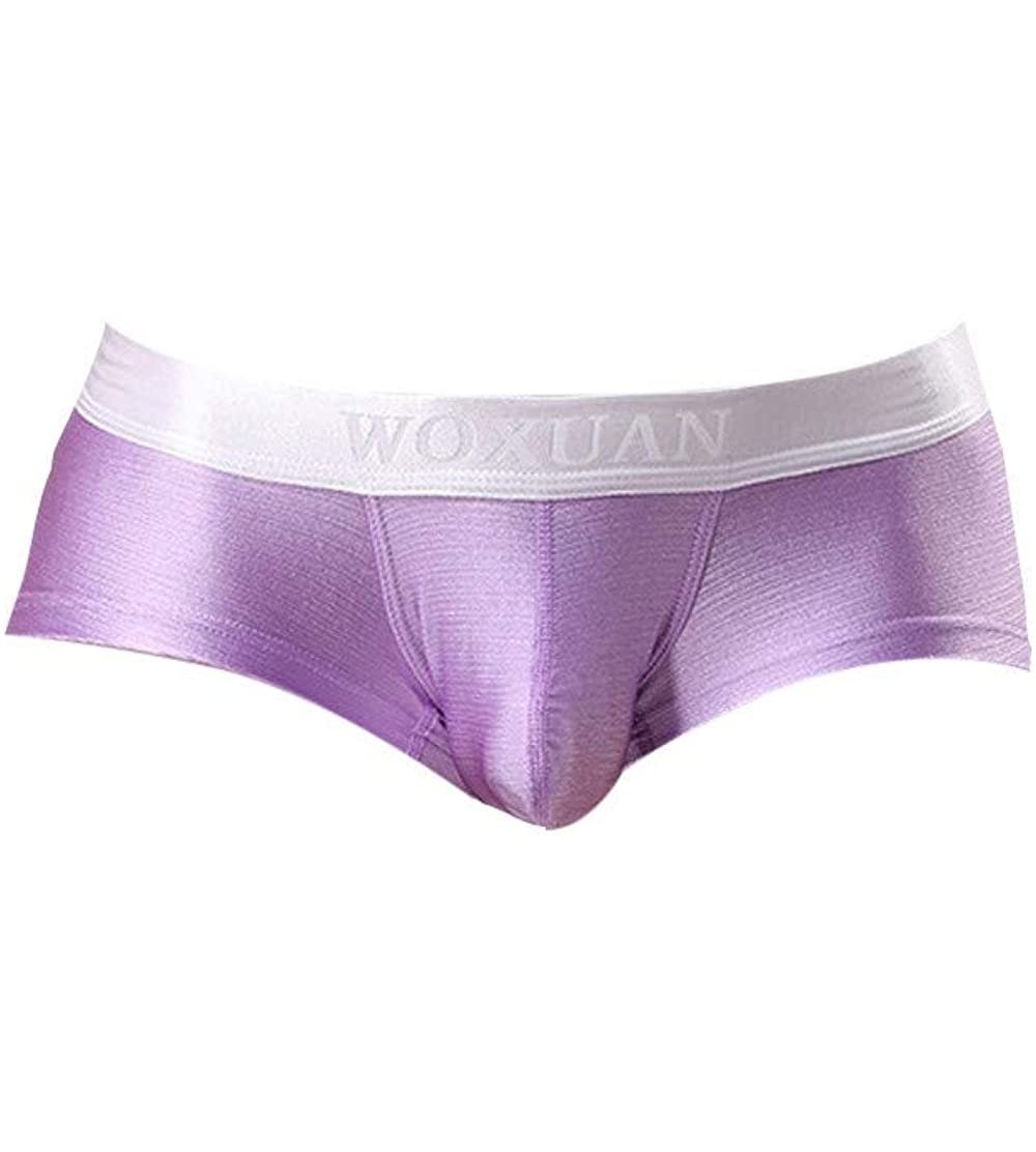 Boxer Briefs Men Underwear Brushed Light Stretch High Fork Briefs Sexy Sports Underpants - Purple - C218S33GLL8 $13.69