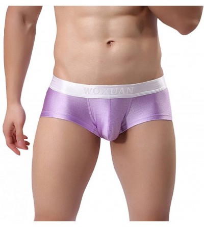 Boxer Briefs Men Underwear Brushed Light Stretch High Fork Briefs Sexy Sports Underpants - Purple - C218S33GLL8 $13.69