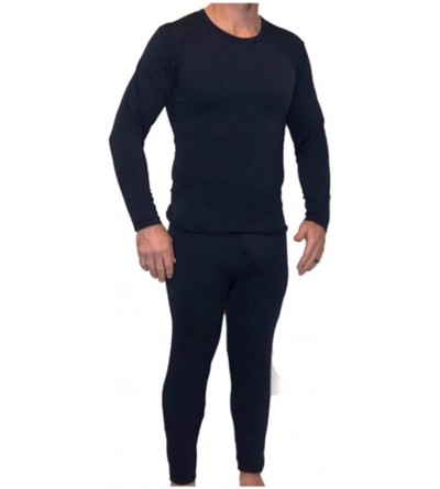 Thermal Underwear Z-Tex Men's Ultra Soft Fleece Lined Thermal Underwear Set with Fly - Navy - CO18L73CYT8 $30.53