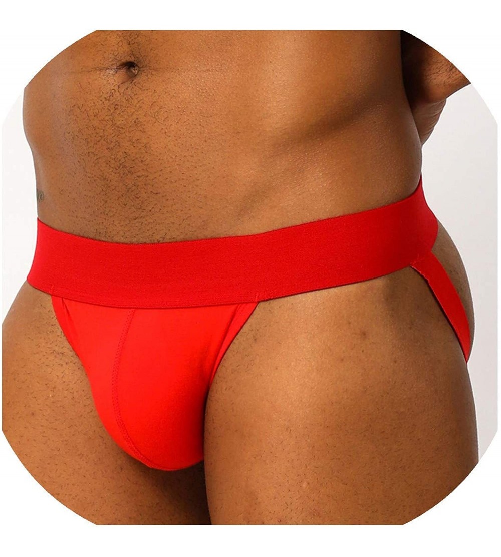 G-Strings & Thongs Sexy Men Underwear Lingerie Jocks G Strings Thongs Pure Cotton Solid Briefs Panties Jock S BP.01 - Red-1 -...