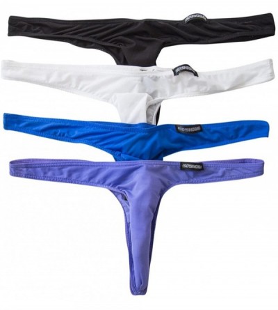 G-Strings & Thongs Men's G-String Thong Underwear Lingerie Transparent Low Rise Bikini Briefs Panties 4-Pack - C017YEDKYNH $3...
