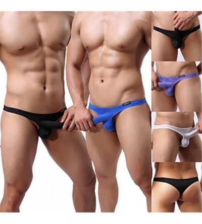 G-Strings & Thongs Men's G-String Thong Underwear Lingerie Transparent Low Rise Bikini Briefs Panties 4-Pack - C017YEDKYNH $2...