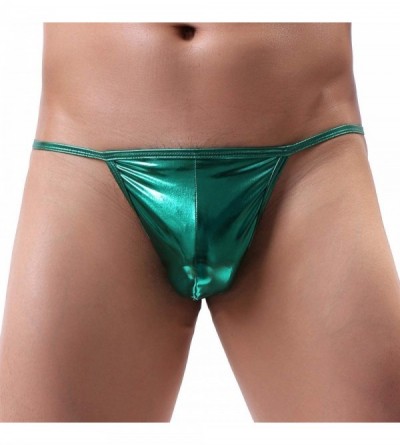 G-Strings & Thongs Men's Hologram Spectrum Low Rise G-String Briefs Underwear String Bikini Bottom Hipster - Green - C1198RD9...