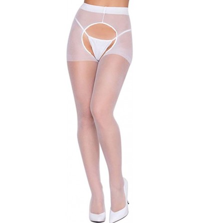 Accessories Women's Sheer Tights Pantyhose Sexy Open Crotch Panty Tights Stockings Pantyhose - White - C818UUZRZ4U $8.38