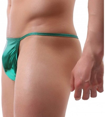 G-Strings & Thongs Men's Hologram Spectrum Low Rise G-String Briefs Underwear String Bikini Bottom Hipster - Green - C1198RD9...