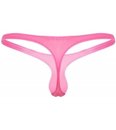 Men's Low Rise Enhancer Bulge Pouch G-String Thongs Bikini Briefs T-Back  Sissy Panties Lingerie Underwear - Pink - C318KH02QUE