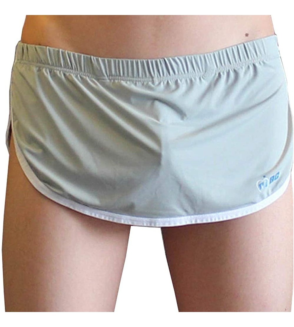 G-Strings & Thongs Men Funny Sexy Split Skirt Apron Design Pouch Thong G-Strings Underpants - Grey - CR192NZOY6U $21.62