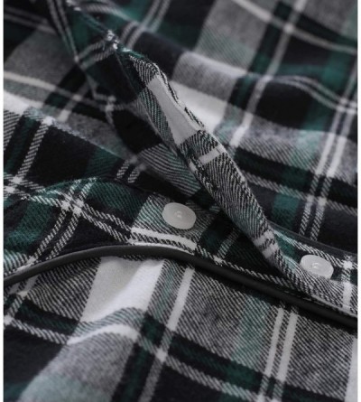 Sleep Tops Men's Cotton Flannel Nightshirt Sleep Shirt - Black & Green - C9194UYSNE5 $30.67