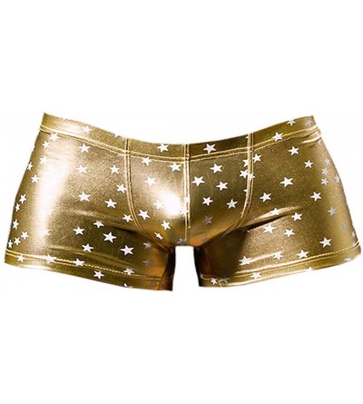 Boxer Briefs Men's Liquid Metallic Boxer Shorts Drawstring Underwear Briefs Swimsuit Trunks Underpants Swimwear - Gold F - CU...