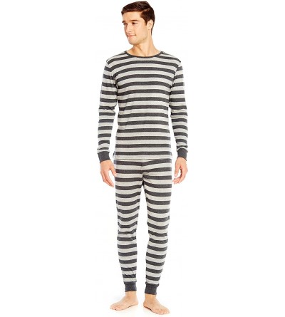 Sleep Sets Men's Pajamas Fitted Striped Christmas 2 Piece Pjs Set 100% Cotton Sleep Pants Sleepwear (XSmall-XXLarge) - Ltgrey...