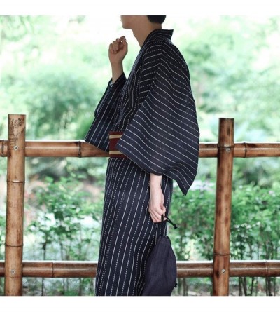 Robes Men's Japanese Traditional Kimono Robe Long Sleeve Spa Bathrobe Easy Wearing Yukata Sleepwear Nightgown Unisex OBI Belt...