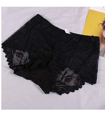 Briefs Men's Lace Panties Briefs Boyshort Shorts Lingerie Underwear with Pouch or Sheath - Black(with Open Sheath) - CJ19DE24...