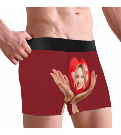 Briefs Custom Face Boxers Briefs for Men Boyfriend- Customized Underwear with Picture Holding Hearts All Gray Stripe - Multi ...
