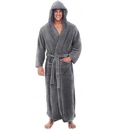 Robes Men's Big and Tall Full Length Long Bathrobe House Coat Pajamas - Gray - C7193GN9CKM $24.27