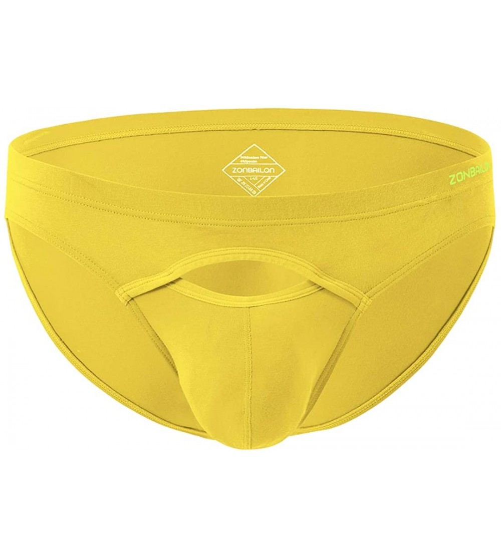 Briefs Men's Underwear Boxer Briefs Low Rise Opening Silk Tagless Soft Pack - Yellow 1 Pack - CQ18Y04WSON $15.68