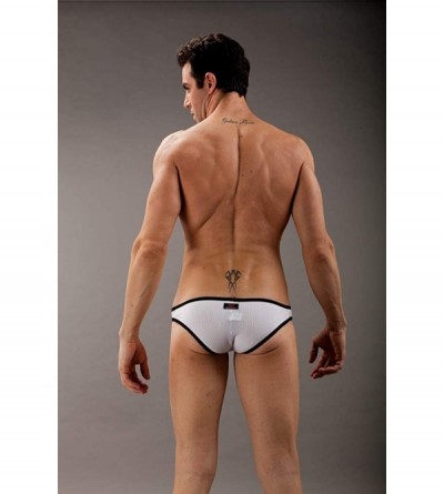 Briefs Men Briefs Breathable Mesh Triangle Bikinis Solid Color - White - CU18A6XNMWE $11.68