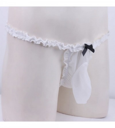 G-Strings & Thongs Men's Lace Thongs G String Sissy Pouch Panties Sheer Mesh Underwear Lingerie - White - C71850LREER $8.86
