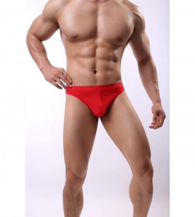 Briefs Men's Seamless Underwear Invisible No Show Thong Briefs PU17 - Red Thong - CB18A2G4ECY $12.39