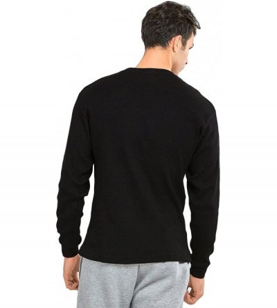 Thermal Underwear Thermal Top - Men's Classic Crewneck Waffle Knit Thermal Top - Black - CT18XOTNUZC $13.42