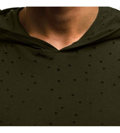 Trunks Men's Workout Hooded Tank Tops Bodybuilding Muscle Cut Off T Shirt Sleeveless Gym Hoodies - Army Green a - CJ194EADDNO...