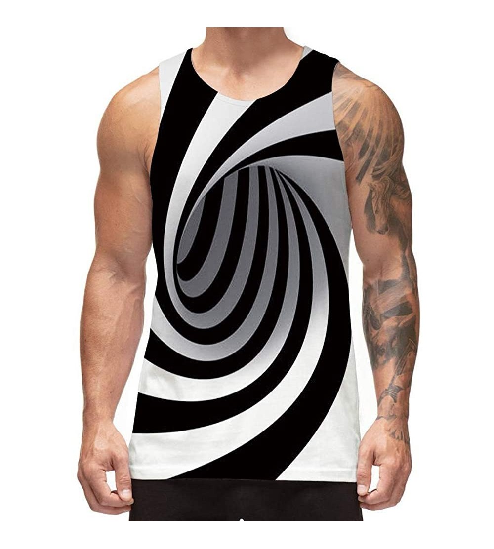 Undershirts Men's All Over Print Funny Tank Tops Breathable Summer Casual Sleeveless Beach Graphic Tee/Swimming Trunks - A1-s...