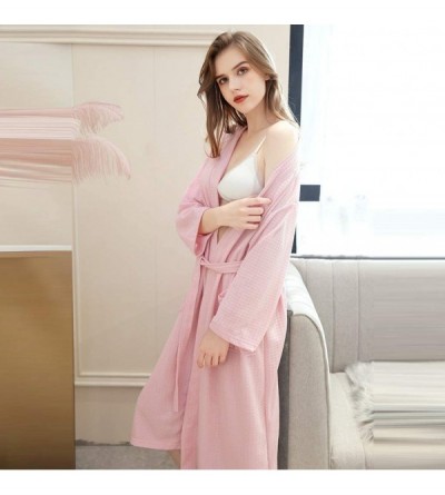 Robes Couple's Kimono Robe Spa Bathrobe Set - Unisex Lounge Robes for Family Men/Women Luxurious Plush with Pockets - Pink-wo...