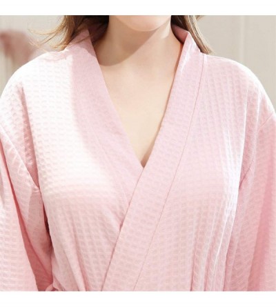 Robes Couple's Kimono Robe Spa Bathrobe Set - Unisex Lounge Robes for Family Men/Women Luxurious Plush with Pockets - Pink-wo...