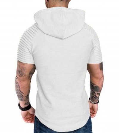 Undershirts Autumn Long Sleeve Plaid Hoodie Hooded Sweatshirt Top Tee Outwear BlouseMen - 02 White - CU18RUM3TTD $18.52