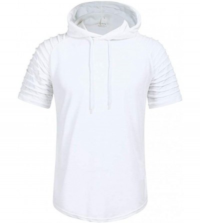 Undershirts Autumn Long Sleeve Plaid Hoodie Hooded Sweatshirt Top Tee Outwear BlouseMen - 02 White - CU18RUM3TTD $18.52