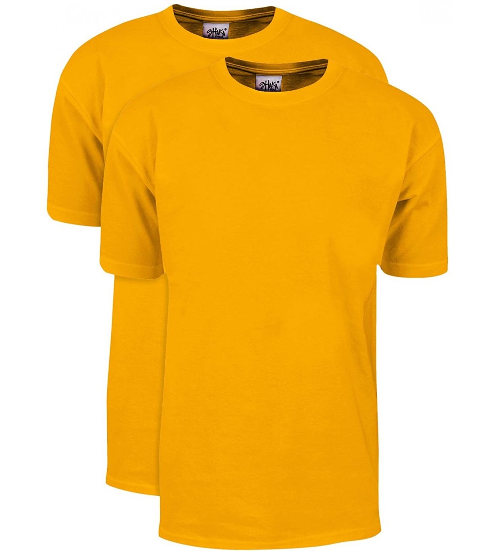 Undershirts Men's 2Pack Max Heavy Weight 7 oz. Cotton Short Sleeve T-Shirt - Gold - CW18HRCY9LE $20.49